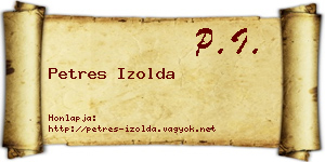Petres Izolda névjegykártya